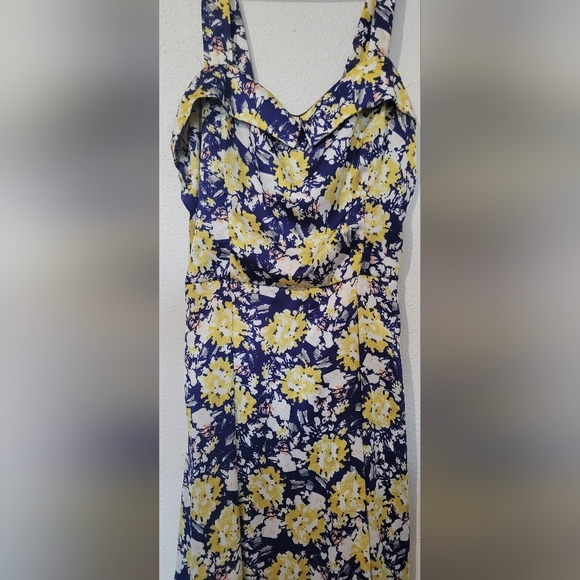 YELLOW STAR blue/yellow/white floral dress size large - Picture 8 of 9
